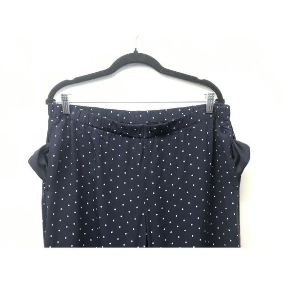 J. Jill Navy Blue Polka Dot Elastic Waist Wide Leg Pants Pockets Size M Tall - Picture 3 of 7